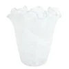 Onda Glass White Ruffled Vase