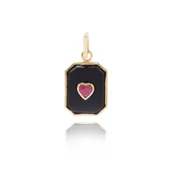 Onyx Ruby Heart Charm
