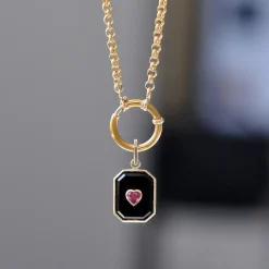 Onyx Ruby Heart Charm