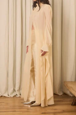 Ophelia Slim Leg Pant in Silk & Wool