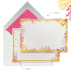 Orange Corals Stationery Cards, Personalized Set of 50