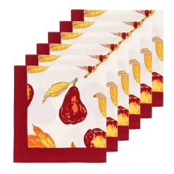 Orchard Pear Napkins in Burgundy, Set of 6