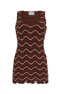 Orel Mini Dress in Brown Ivory Wave Crochet