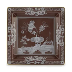 Oriente Italiano Oggetti Large Squared Change Tray in Castagna