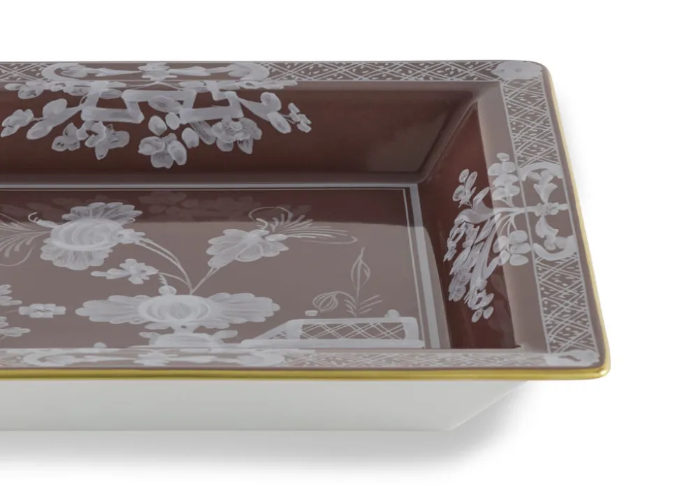 Oriente Italiano Oggetti Large Squared Change Tray in Castagna