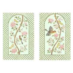 Original Chinoiserie Panels on Silk | Le Jardin De Elizabeth, Set of 2