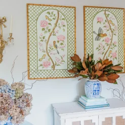 Original Chinoiserie Panels on Silk | Le Jardin De Elizabeth, Set of 2