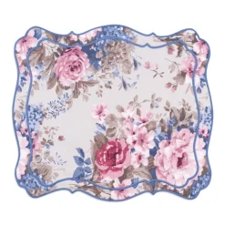OTM Exclusive: Aline Placemat and Napkin Set in Creme with Sky Blue Embroidery