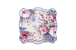 OTM Exclusive: Aline Placemat and Napkin Set in Creme with Sky Blue Embroidery