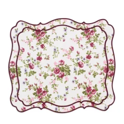 OTM Exclusive: Aline Placemat and Napkin Set in Pink with Burgundy Embroidery