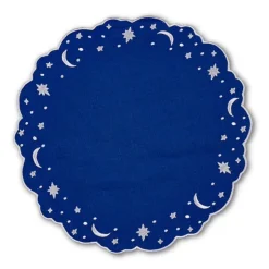 OTM Exclusive: Astral Linen Placemat in Midnight Blue and Silver Embroidery