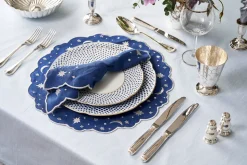 OTM Exclusive: Astral Linen Placemat in Midnight Blue and Silver Embroidery