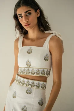 OTM Exclusive: Begum Set in Off-White & Blue