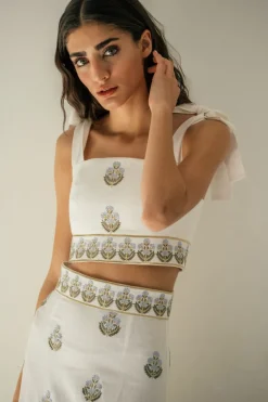 OTM Exclusive: Begum Set in Off-White & Blue