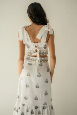 OTM Exclusive: Begum Set in Off-White & Blue