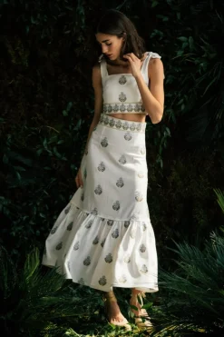 OTM Exclusive: Begum Set in Off-White & Blue