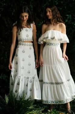 OTM Exclusive: Begum Set in Off-White & Blue