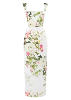OTM Exclusive: Bridal Midi Dress in White Floral