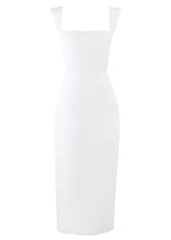 OTM Exclusive: Bridal Silk Faille Midi Dress in White