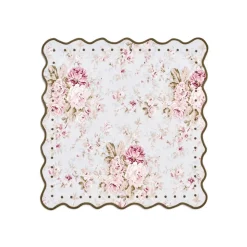 OTM Exclusive: Delphine Placemat and Napkin Set in Sea Foam with Forest Green Embroidery