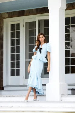 OTM Exclusive: Diana Skirt in Blue Moire