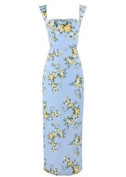 OTM Exclusive: Dress in Blue & Yellow Floral