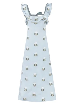 OTM Exclusive: Malika Dress in White & Baby Blue