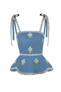 OTM Exclusive: Mina Top in Pastel Blue & Ivory