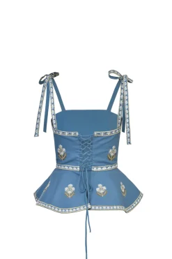 OTM Exclusive: Mina Top in Pastel Blue & Ivory