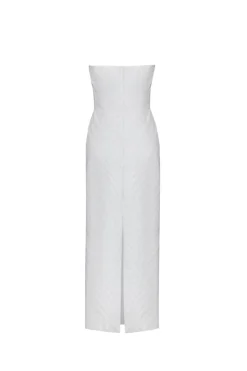 OTM Exclusive: Olivia White Silk Dress with Floral Crystal Embroidery