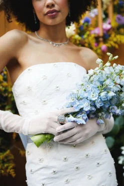 OTM Exclusive: Olivia White Silk Dress with Floral Crystal Embroidery