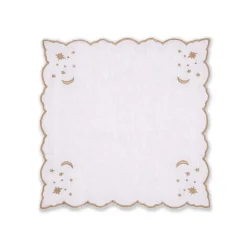 OTM Exclusive: The Astral Linen Napkin in White Linen and Gold Embroidery