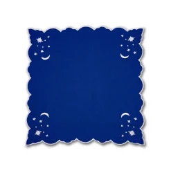 OTM Exclusive: The Astral Linen Napkin in Midnight Blue and Silver Embroidery