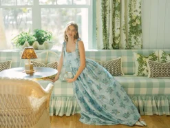 OTM Exclusive: The Marie Dress in Blue Floral Brocade