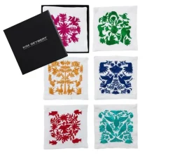 Otomi Cocktail Napkins in Multi, Set of 6 in a Gift Box