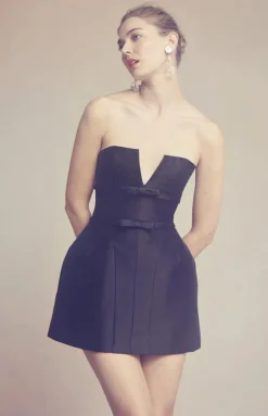 Ottilie Dress in Black Silk Wool