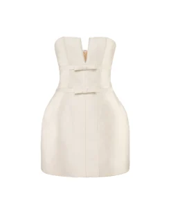 Ottilie Dress in Ivory Silk Wool