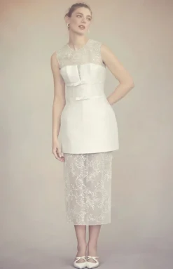 Ottilie Dress in Ivory Silk Wool