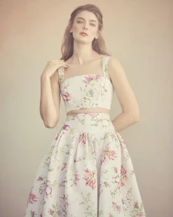 Oudine Top in Quartz Bloom Silk Faille