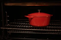Oval Enameled Cast Iron Dutch Oven in Made In Red