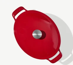 Oval Enameled Cast Iron Dutch Oven in Made In Red