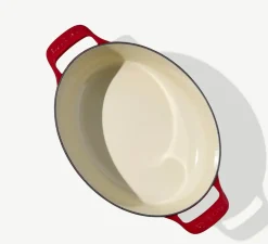 Oval Enameled Cast Iron Dutch Oven in Made In Red