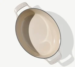 Oval Enameled Cast Iron Dutch Oven in Antique White