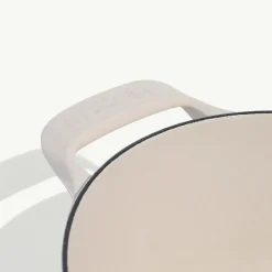 Oval Enameled Cast Iron Dutch Oven in Antique White