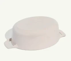 Oval Enameled Cast Iron Dutch Oven in Antique White