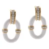 Oval Link Earrings in White Enamel