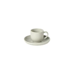 Pacifica Collection Coffee Cups & Saucers in Oyster Grey, Set of 6