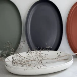 Pacifica Collection Oval Plates in Salt, Set of 6