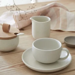Pacifica Collection Teacups & Saucers in Salt, Set of 6