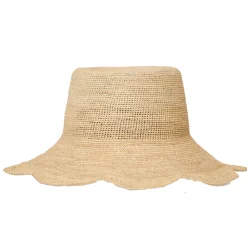 Packable Scallop Crochet Bucket in Natural